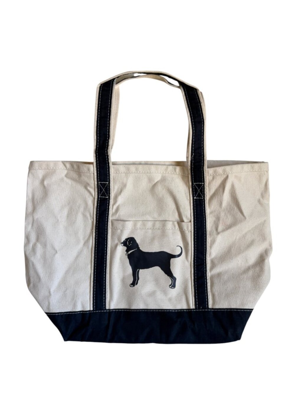 The Black Dog Canvas Tote Bag (Navy & Cream)